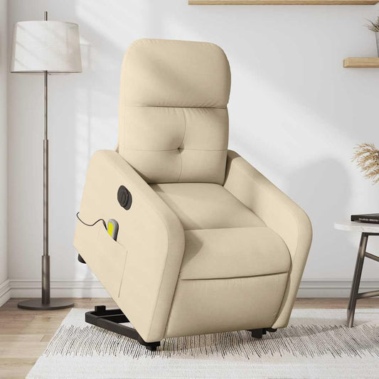 vidaXL electric stand-up massage recliner, fabric wingback chair with modern design.