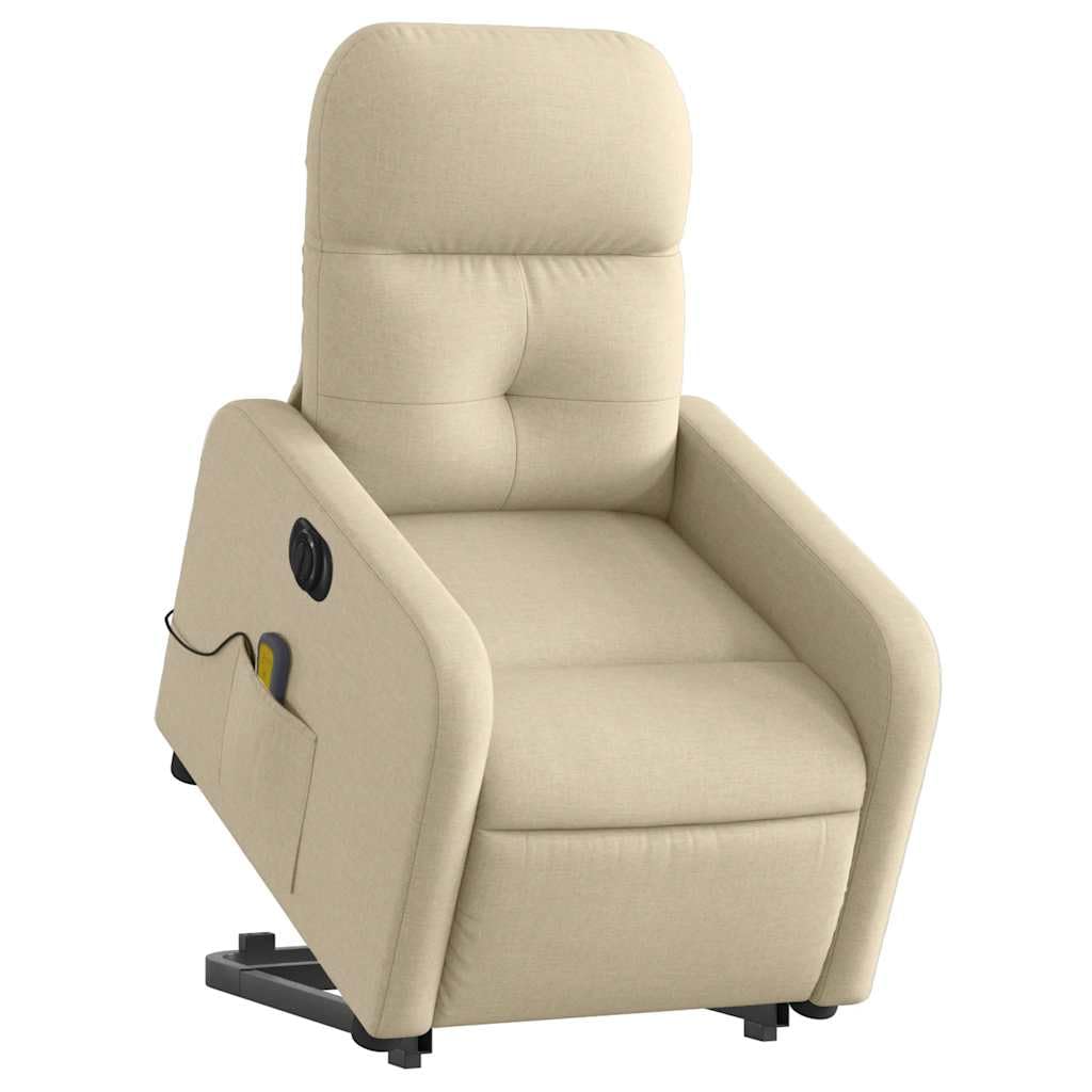 vidaXL electric stand-up massage recliner, fabric wingback chair with modern design.