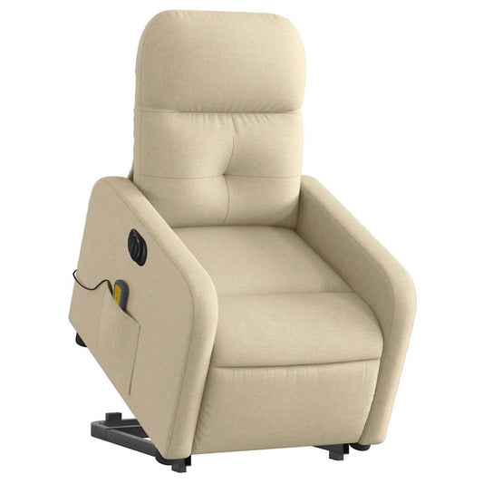 vidaXL electric stand-up massage recliner, fabric wingback chair with modern design.