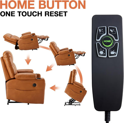 UOPYNE large power lift recliner, wide seat, heat & massage, remote control, cup holders.