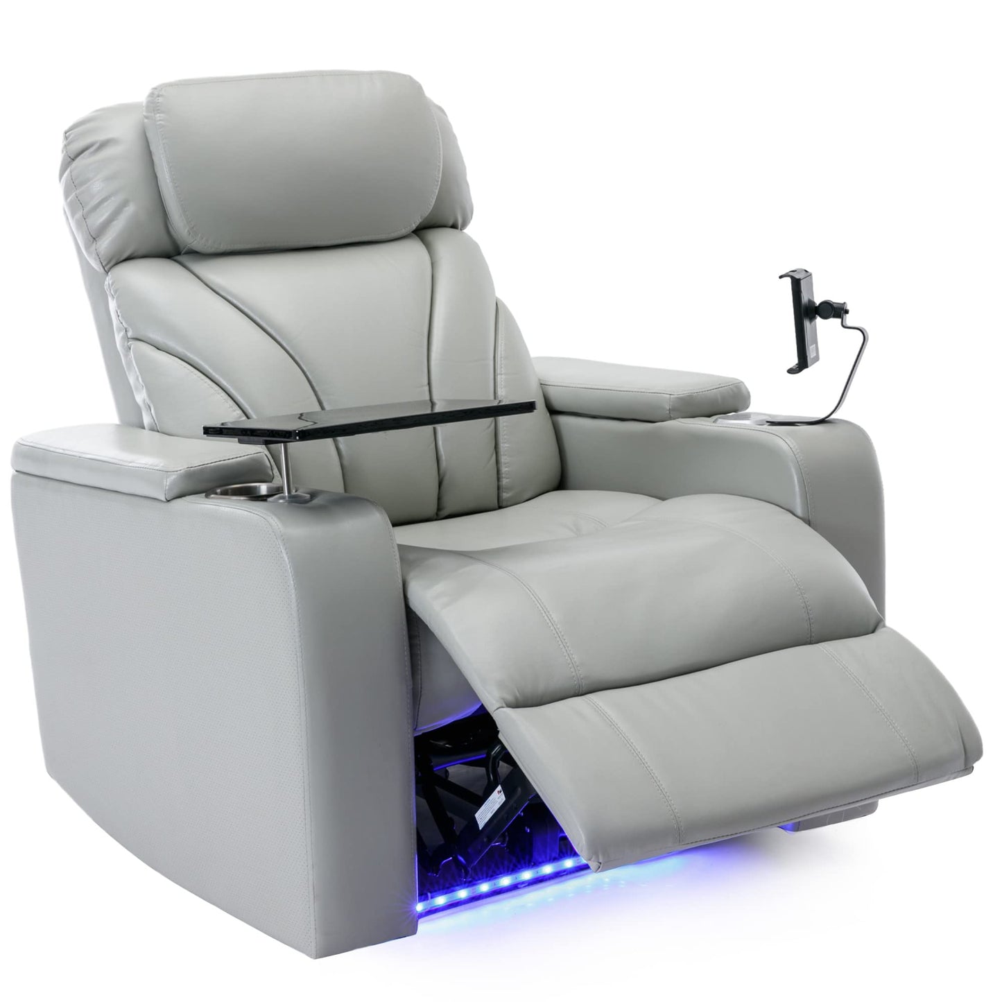 Merax leather electric recliner, home theater seating with cup holders & multimedia armrest.