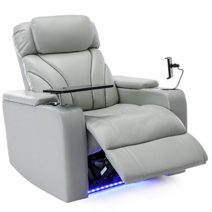 Merax leather electric recliner, home theater seating with cup holders & multimedia armrest.