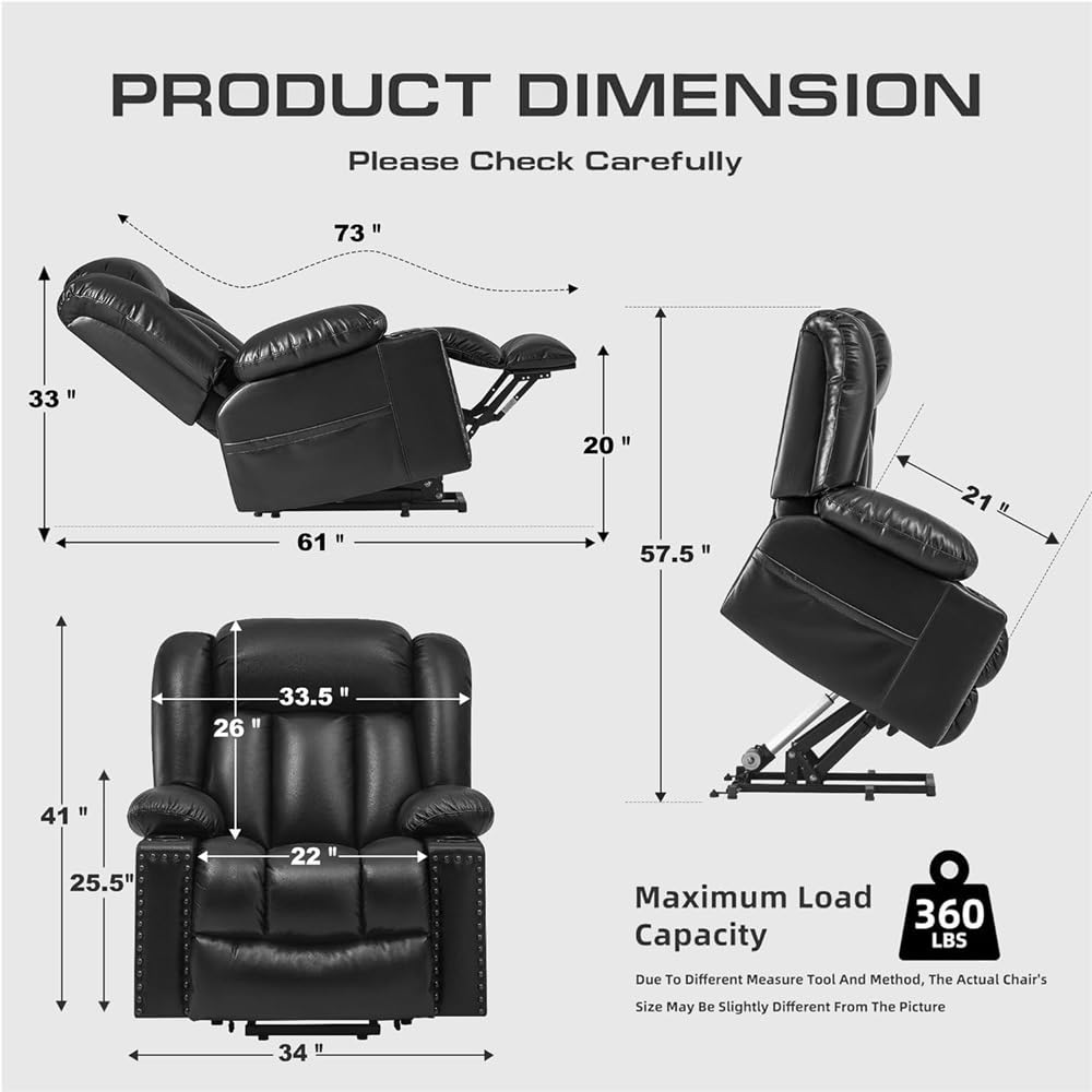 UOPYNE compact lift recliner, designed for petite users, heated massage, 3-position electric adjustment.