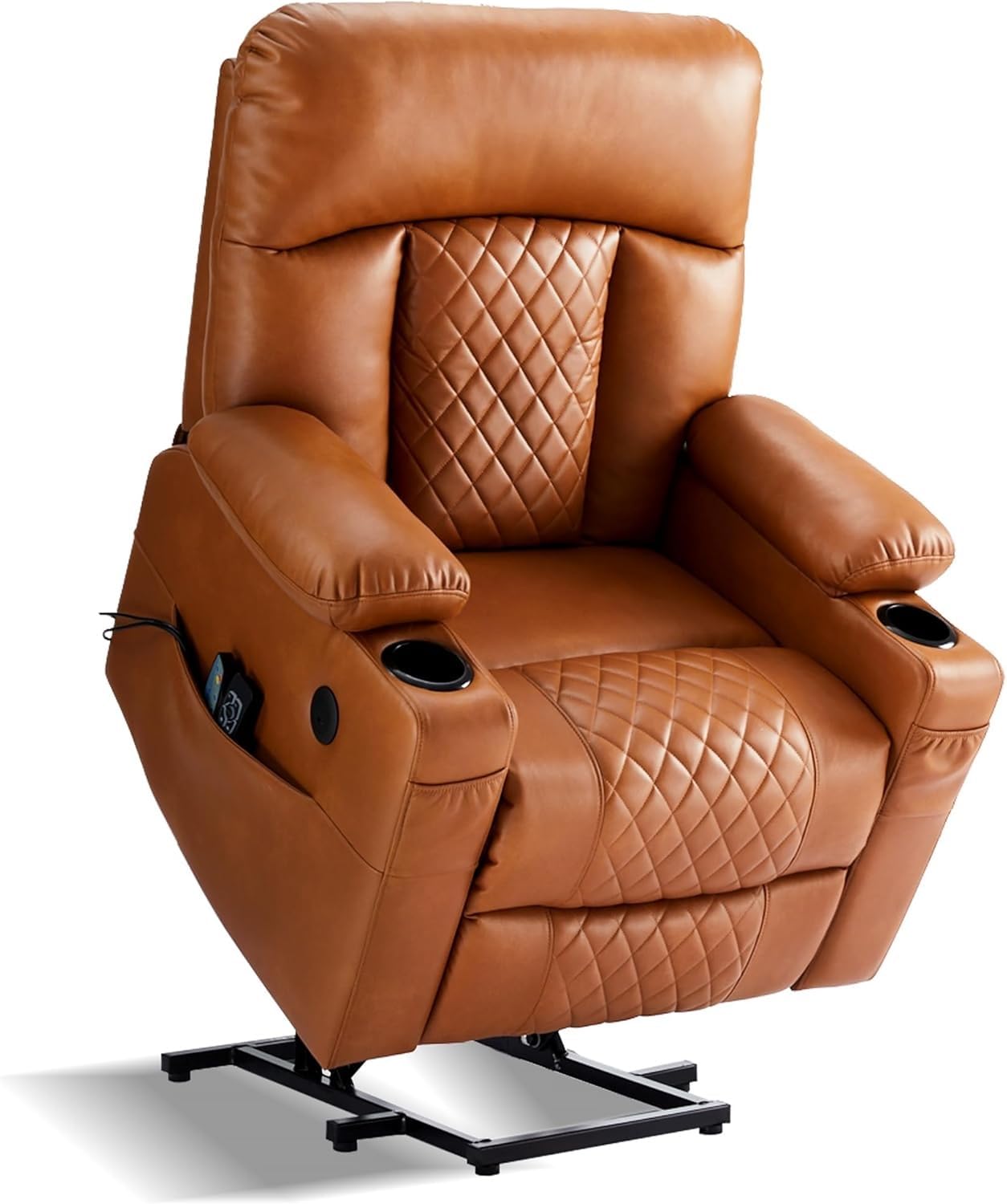 UOPYNE large power lift recliner, wide seat, heat & massage, remote control, cup holders.