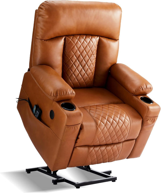 UOPYNE large power lift recliner, wide seat, heat & massage, remote control, cup holders.
