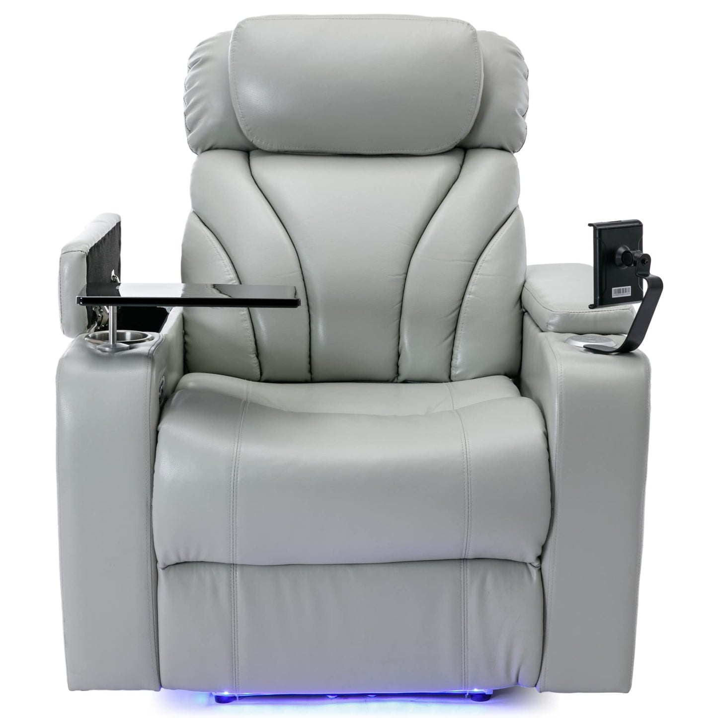 Merax leather electric recliner, home theater seating with cup holders & multimedia armrest.