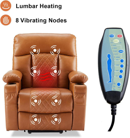 UOPYNE large power lift recliner, wide seat, heat & massage, remote control, cup holders.