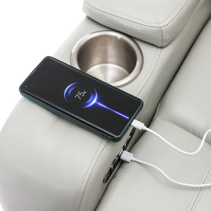 Merax leather electric recliner, home theater seating with cup holders & multimedia armrest.