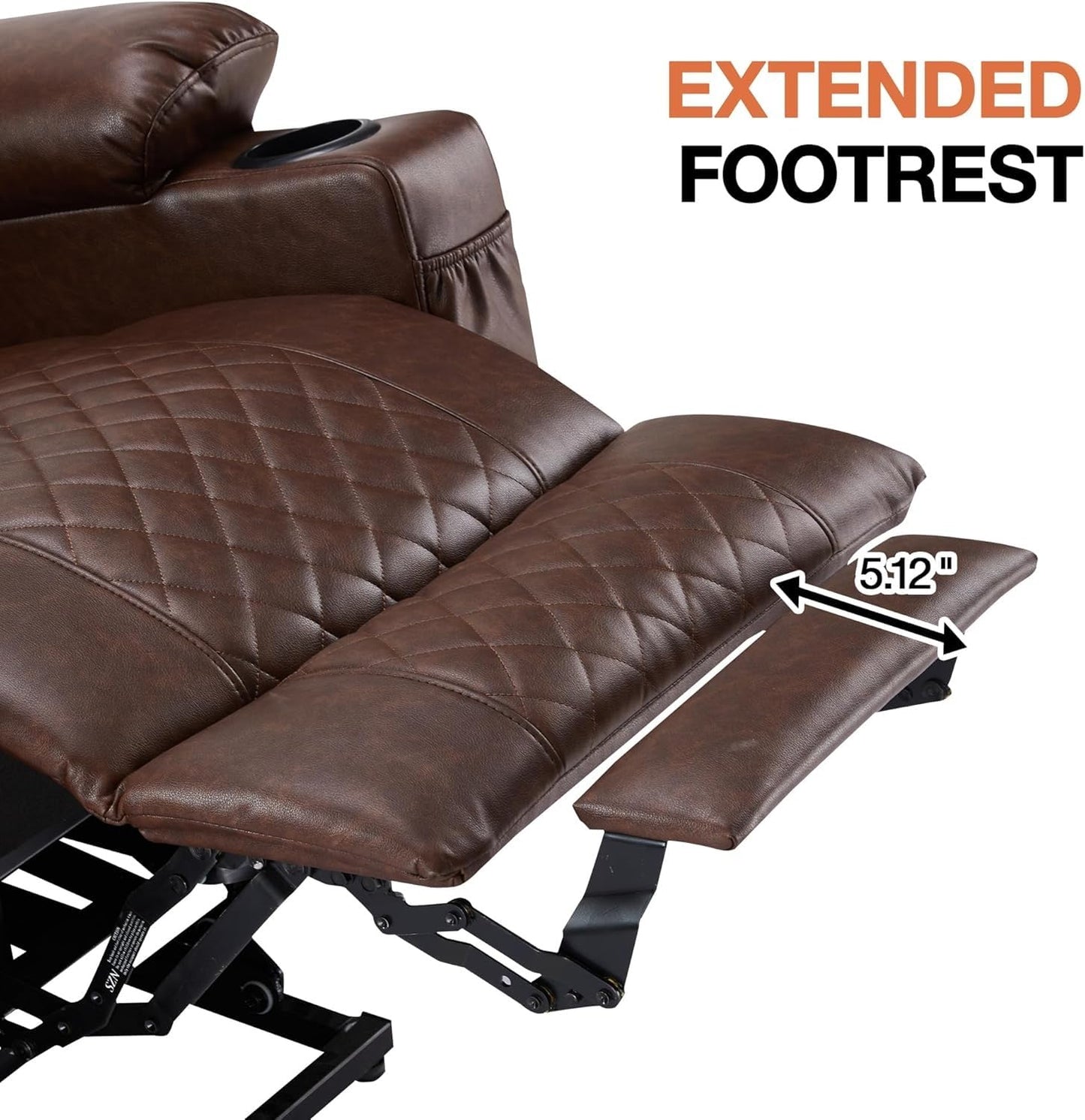 UOPYNE power lift recliner for elderly, dual motor, heat & vibration massage, leather electric chair with USB-C ports.