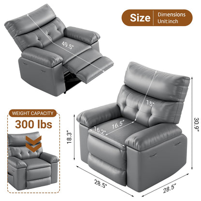 Takywep PU leather electric rocker recliner, 270° swivel, massage function, side pocket storage.