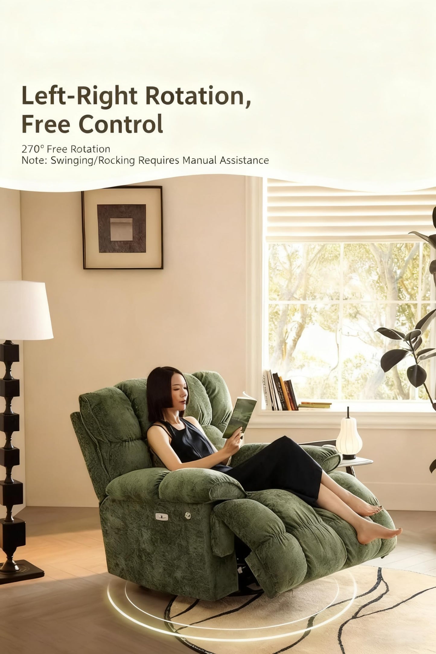 Ultra-soft plush electric recliner chair, overstuffed comfort design, adjustable positions.
