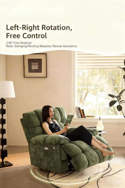 Ultra-soft plush electric recliner chair, overstuffed comfort design, adjustable positions.