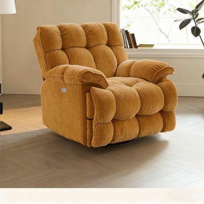 Ultra-soft plush electric recliner chair, overstuffed comfort design, adjustable positions.