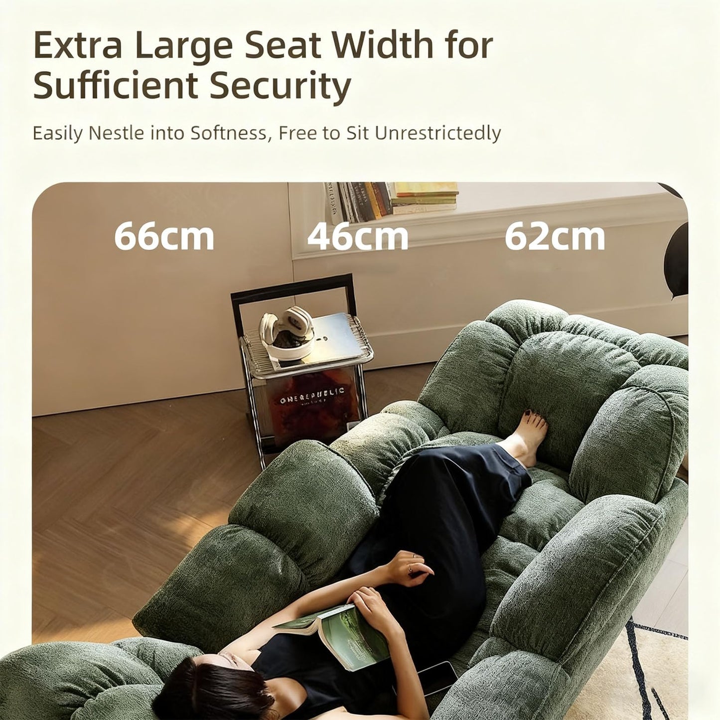 Ultra-soft plush electric recliner chair, overstuffed comfort design, adjustable positions.